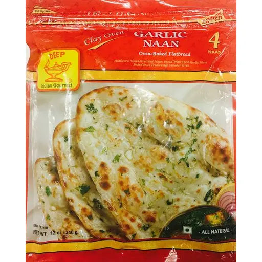 Deep Frozen Garlic Naan 10 Oz pack of 5 per order – Taza Tandoori Style Indian Naan Bread