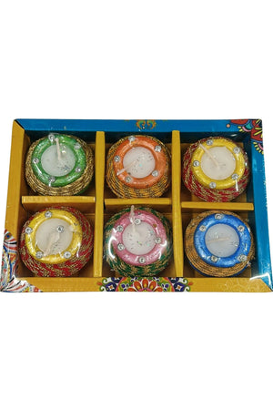 Fancy Matki Diya Candle pack of 3– Decorative Wax Candle for Diwali, Fall & Winter Home Décor