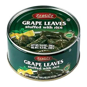 Zergut Stuffed Grape Leaves with Rice – Traditional Dolma in Brine Pack of 4