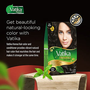 Vatika Naturals Permanent Hair Color pack of 3 – Salon Quality Hair Dye Rich Black for Grey Coverage