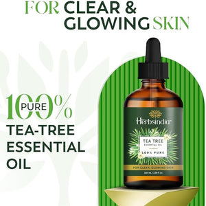 HerbsIndia Tea Tree Essential Oil – Hydrating Face & Body Oil for Skin Care Pack of 2
