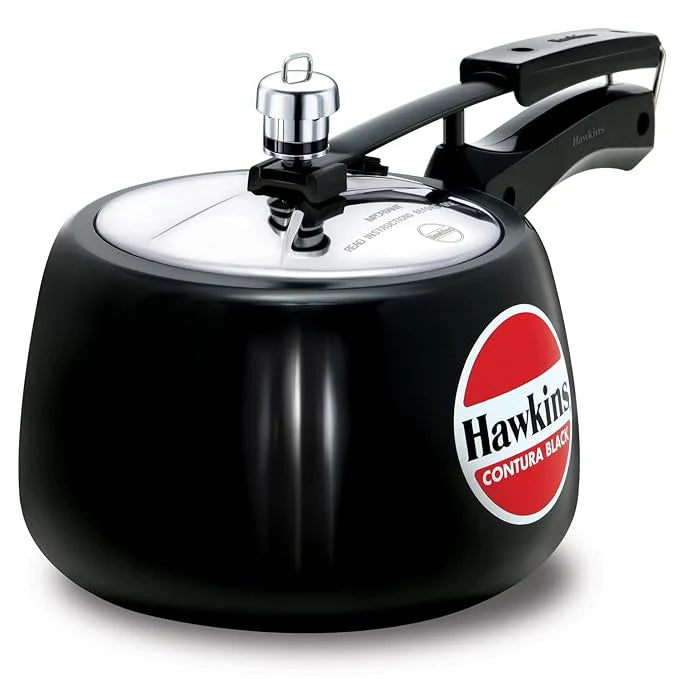 Hawkins 1.5 Litre Contura Black Pressure Cooker – Hard Anodised Multipurpose Cooker
