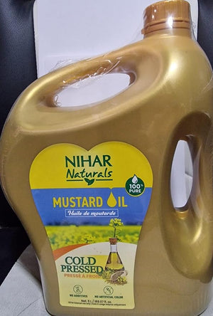Nihar Kachi Ghani Mustard Oil 5L Pure Unrefined Sarson Ka Tel