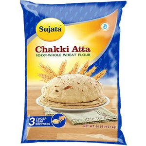 Sujata Chakki Atta 20 lb – Fresh Whole Wheat Atta Flour for Soft Roti & Chapati