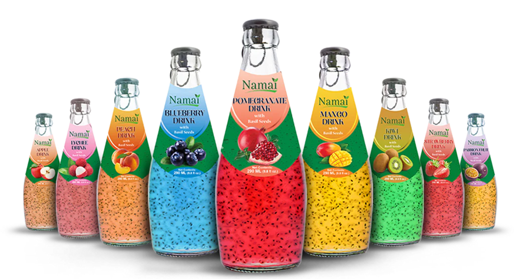 Basil Seed Drink pack of 4– Healthiest Drink with Fresh Fruit Blend