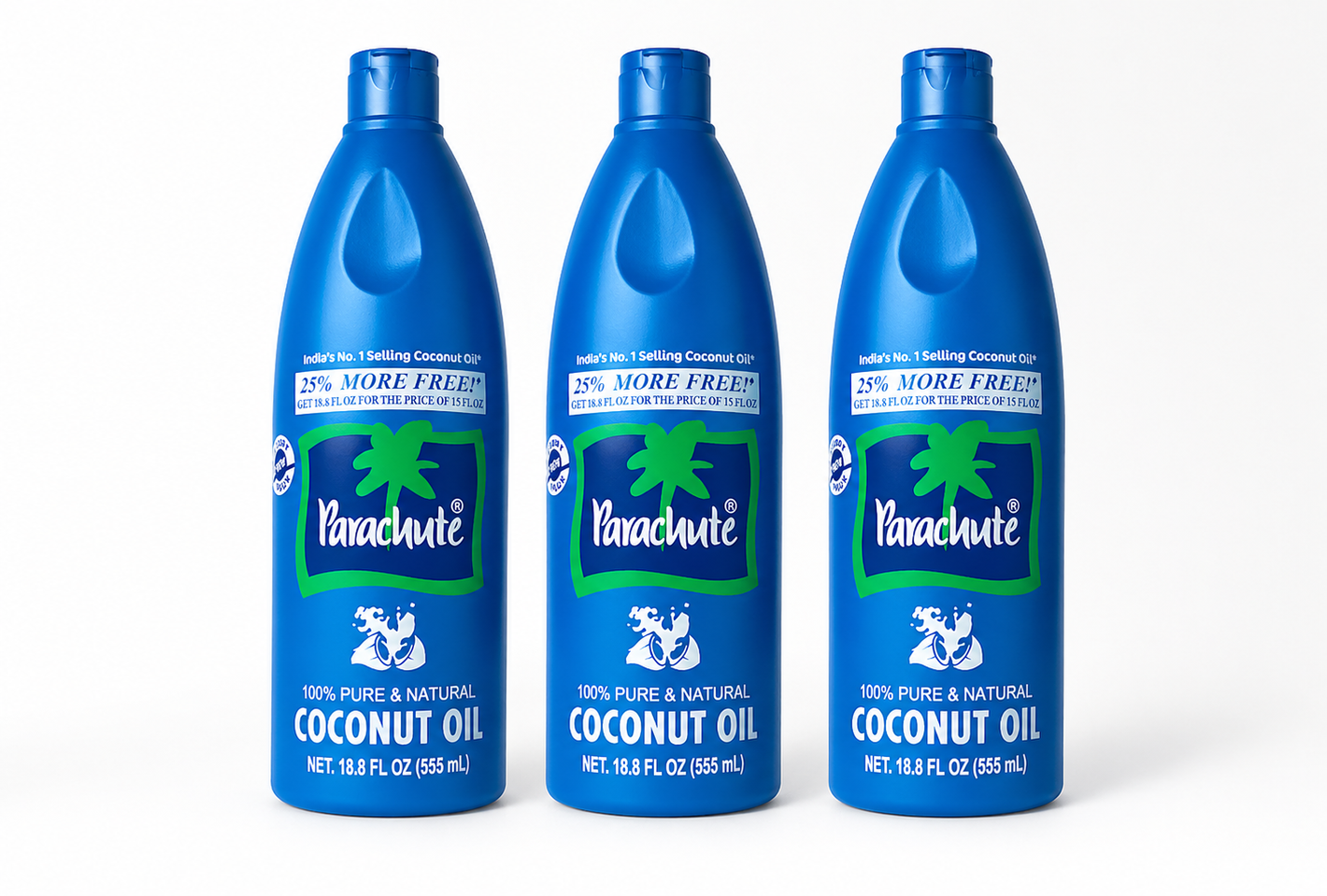 Parachute 100% Pure Coconut Oil – Chemical Free Pack of 3