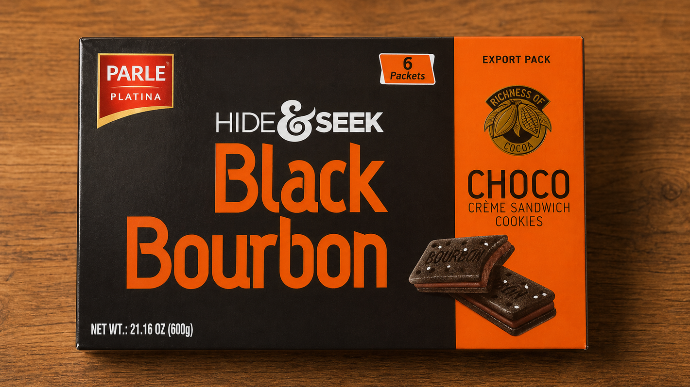 Hide & Seek Black Bourbon Cookies – Chocolate Cream Biscuit Sandwich Pack of 3