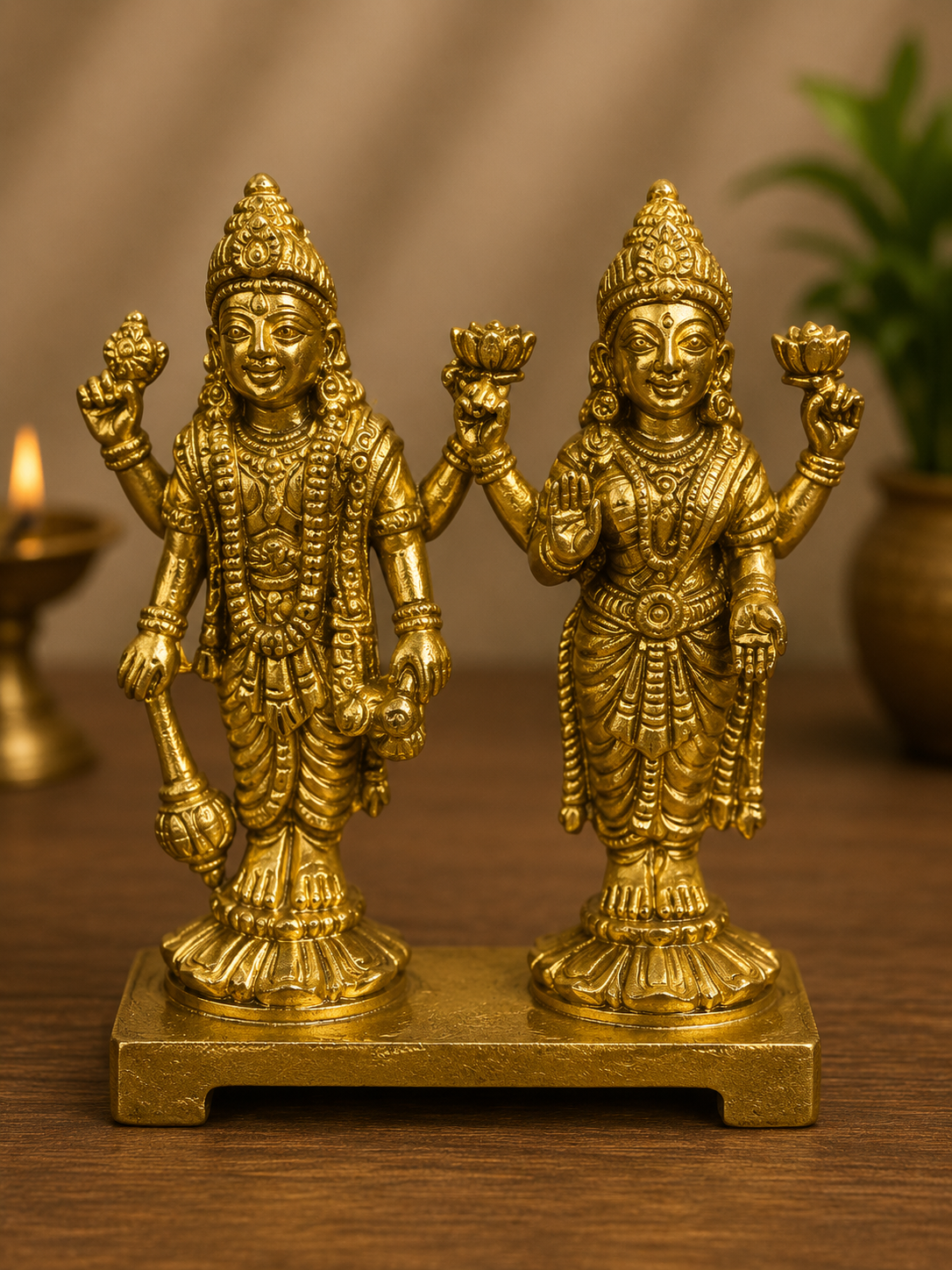 Brass Vishnu Lakshmi Idol