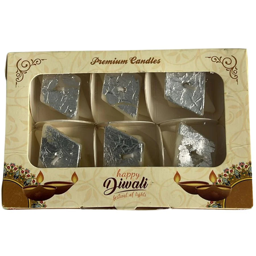 Kaju Katli Design Decorative Candles pack of 3– Luxury Festive & Holiday Candles for Diwali