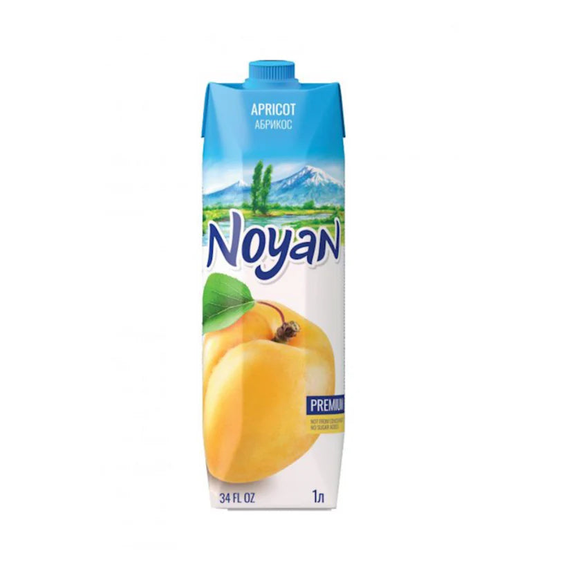 Noyan Apricot Fresh Fruit Juice 1000ml (4 Pack) Fruit Drink for Breakfast & Healthy Juice