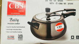 CBS Hard Anodized Black Pressure Cooker 5L– Inner Lid Handi | Induction Compatible & Durable