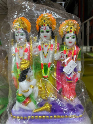 Marble Ram Darbar Idol Set Lord Ram, Sita, Laxman & Hanuman Traditional Spiritual Statue
