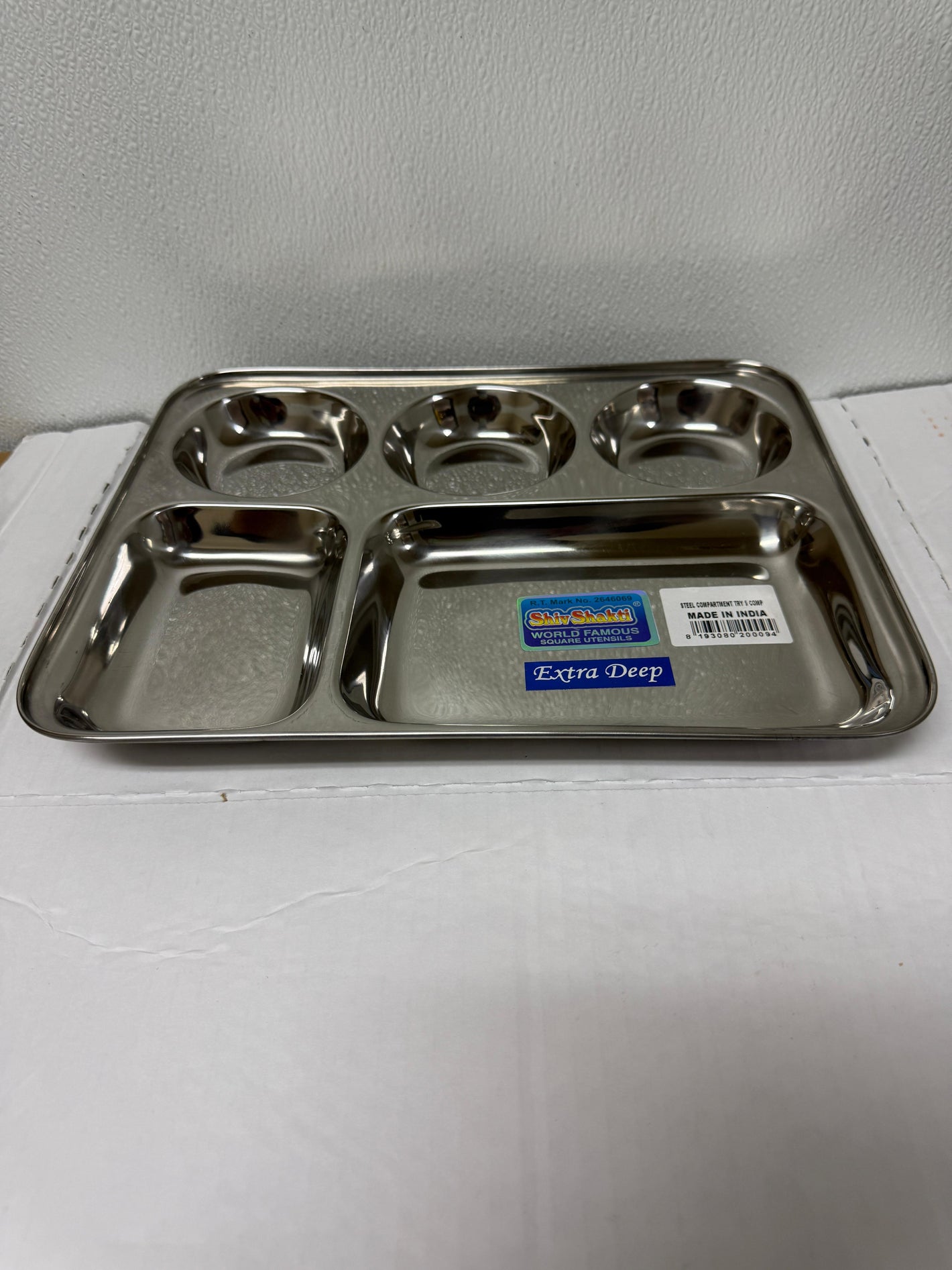Stainless Steel 5 Compartment Dinner Plate (Thali)