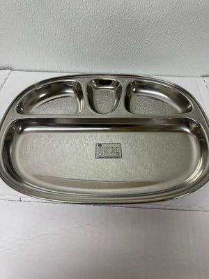 Stainless Steel 4 Compartment Dinner Plate (Thali) Pack of 2
