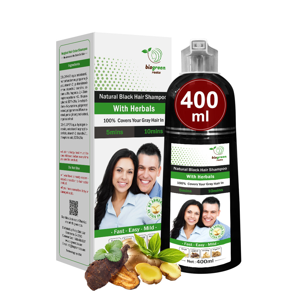 Black Color Shampoo for Gray Hair Coverage – Sulfate Free, Paraben Free, Anti Hair Loss