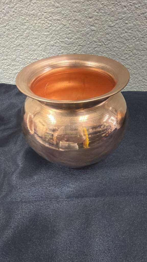 Traditional Pure Copper Kalash Pot Copper Lota for Water, Pooja & Ritual Use
