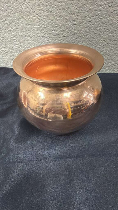 Traditional Pure Copper Kalash Pot Copper Lota for Water, Pooja & Ritual Use