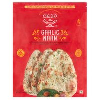 Deep Frozen Garlic Naan 12 Oz Pack Of 3–  Tandoori Style Indian Naan Bread