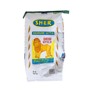 Sher Desi Style Durum Atta | Whole Wheat & Self Rising Flour Blend for Bread