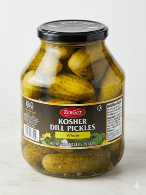 Zergut Whole Kosher Dill Pickles pack of 2 – Homemade Style Organic Refrigerator Pickles